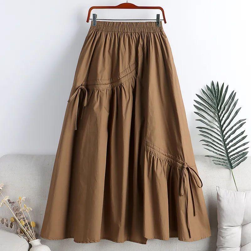 Chân Váy Chữ A Bồng Bềnh Dài Trung Bình Cạp Cao Bó Sát Dây Buộc Bất Đối Xứng Mới Mùa Hè 2023, Váy Nửa Dành Cho Phụ Nữ, Phong Cách Ins 1