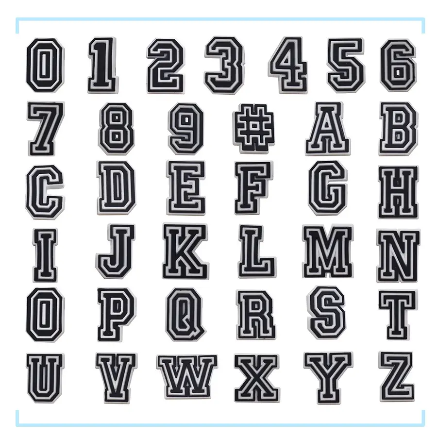 AHT-440 Charms Pin Bentuk Huruf Angka Tebal Hitam Black