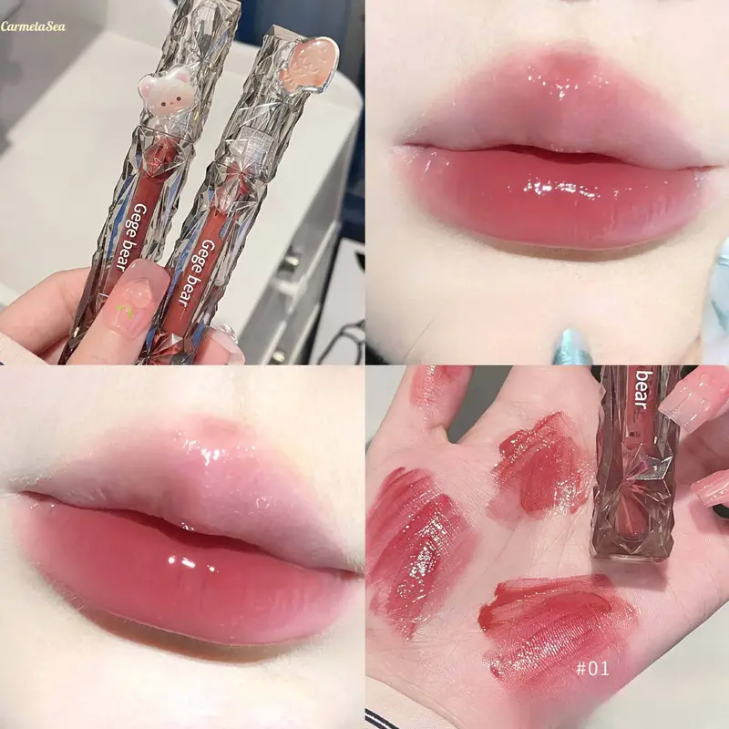 Son Kem Son Bóng Mềm Mại, Gấu Gege Mới, Son Bóng, Gấu Hồng Nhỏ Lì Và Rỗng Trang Điểm Nữ 0