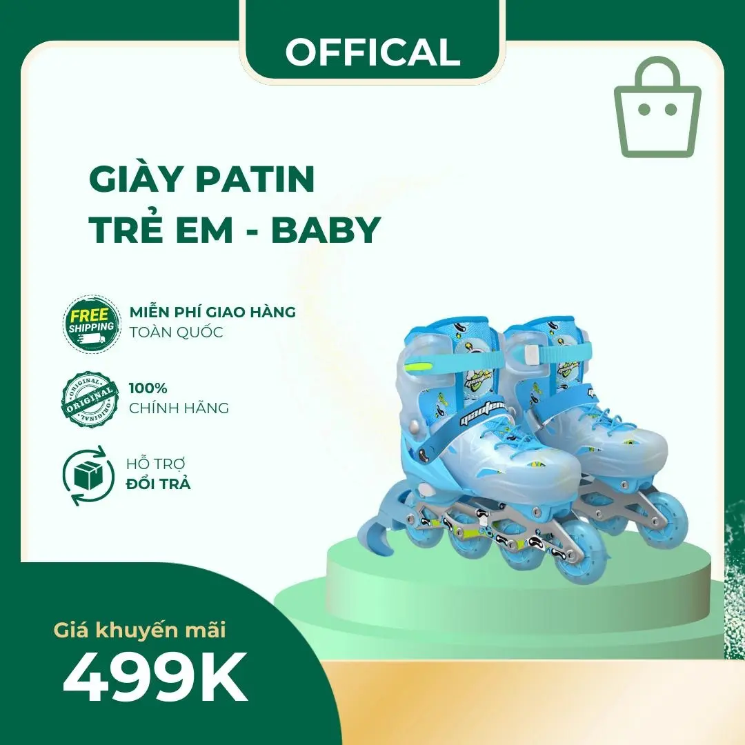 Giày patin trẻ em BABY có 8 bánh đèn phát sáng, có thể điều chỉnh size, màu sắc bắt mắt