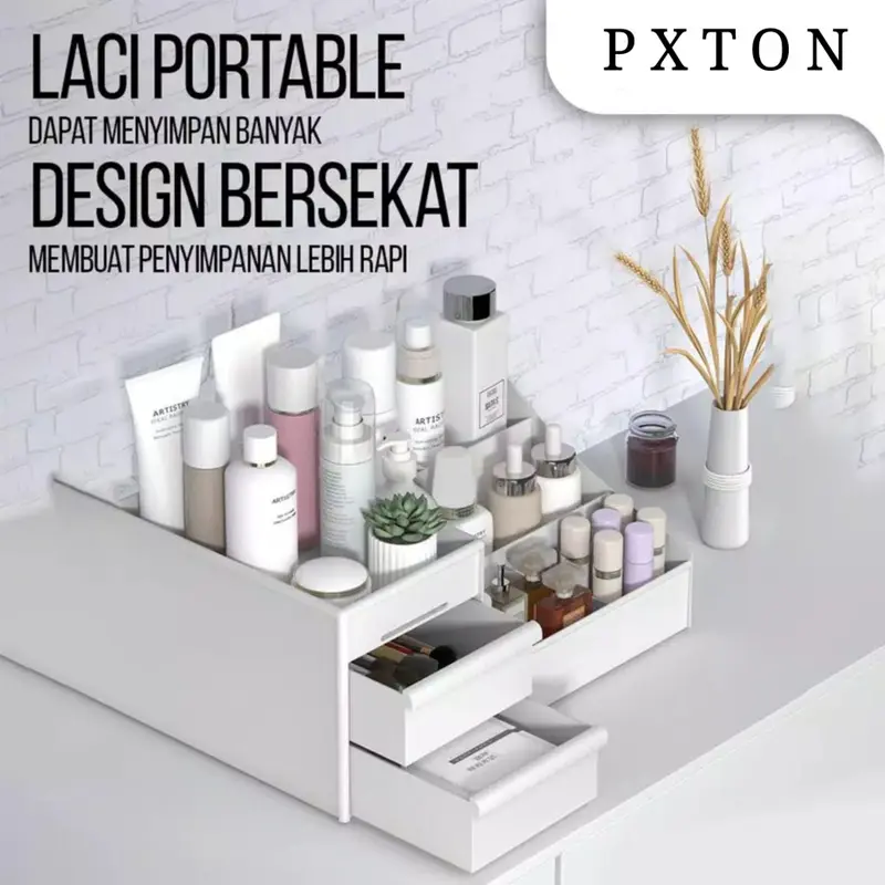 PXTON [COD] Rak Kosmetik Drawer / Kotak Penyimpanan / Makeup Skincare Organizer / Storage Box Make Up / Tempat Murah Meriah Keranjang Aksesoris Anting Perhiasan 3