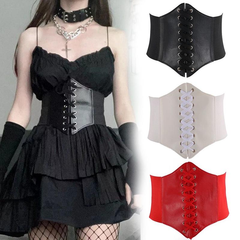 Luxury Room Thời trang Punk Thắt lưng Da PU Độ đàn hồi cao Đai nịt bụng Trang phục bên ngoài Thắt lưng váy