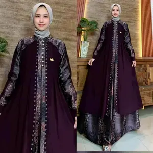 Dress Anjani Etnik kombinasi ceruty babydoll mewah elegan gamis lebaran.