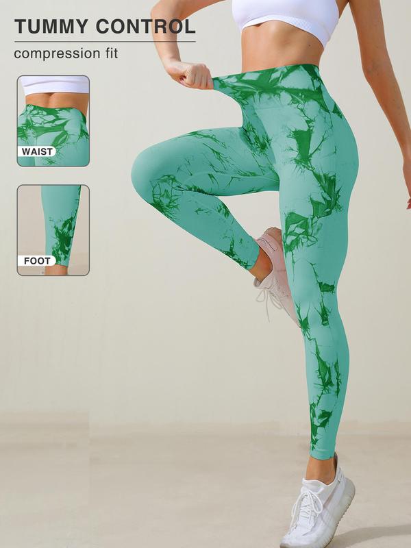 Women's Tie Dye Print High Waist Sports Leggings, Casual Seamless Skinny Pants for Yoga Gym Workout Running, Ladies Sportswear for All Seasons, Tummy Control 8