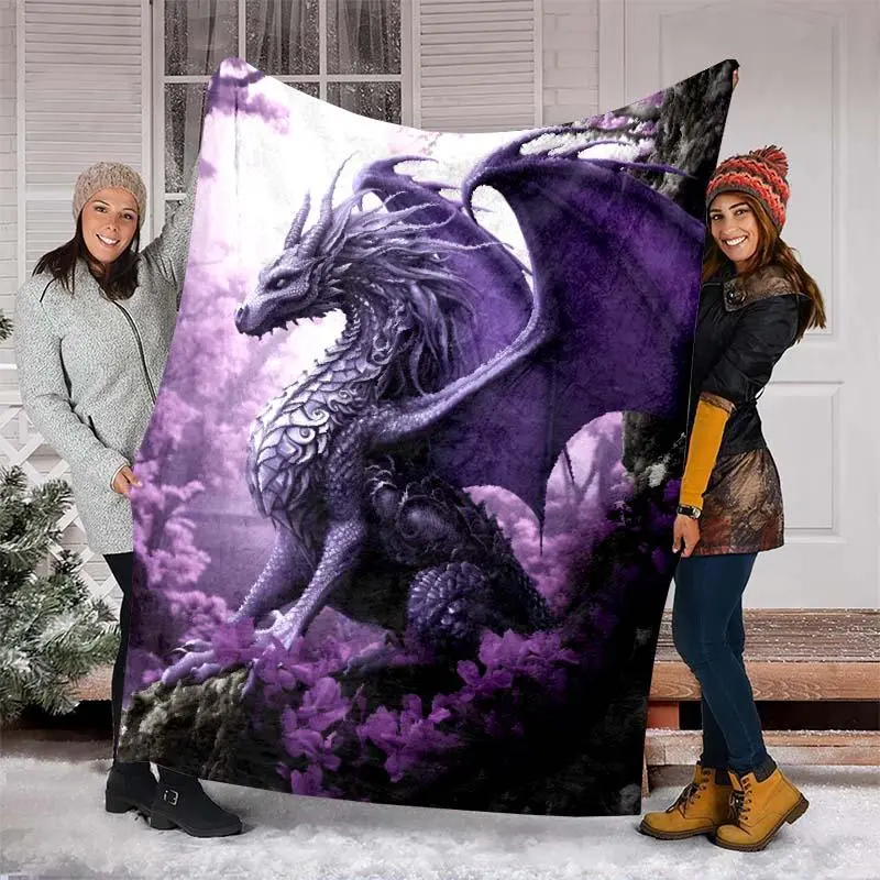 Creative Dragon Pattern Blanket, 1 Count Soft Throw Blanket, Air-conditioned Room Blanket, Warm Nap Blanket for Home & Office & Travel