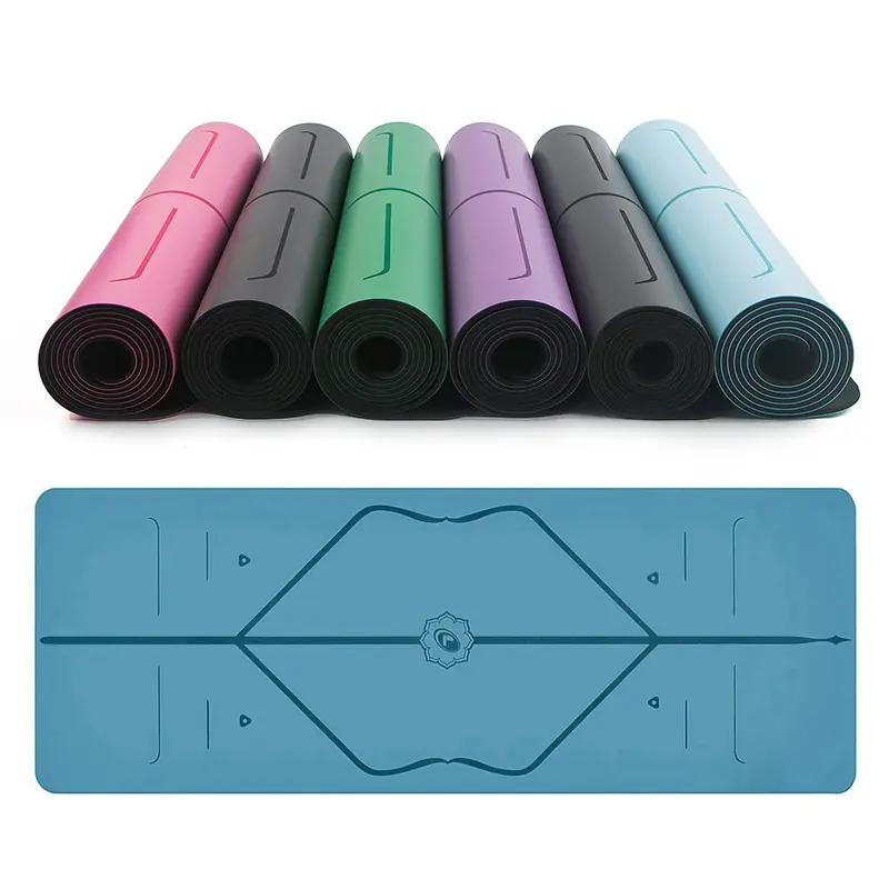 Thảm Tập Yoga Định Tuyến Cao Su Pu non cao cấp 5mm Chống Trượt Tuyệt Đối, thấm hút mồ hôi siêu nhanh, bám sàn chắc
