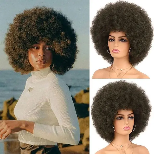 Cos Wig Halus Wig Wanita Pendek Aneh Keriting Wig Berbulu Lembut Alami Wig