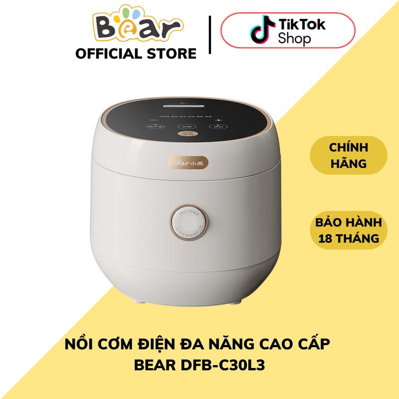Nồi Cơm Điện Đa Năng Bear DFB-C30L3, Công Suất 600W, 6 Chế Độ Nấu, Lòng Nồi Dày Tráng Men Sứ Chống Dính, Cơm Ngon/Cháo/Canh/Món Ngọt/Làm Bánh/Giữ Nhiệt, Phù Hợp 4 Người Ăn Đổ Lại, Bảo Hành 18 Tháng (Bản Nội Địa) Nấu Cơm Cooker Nấu Ăn
