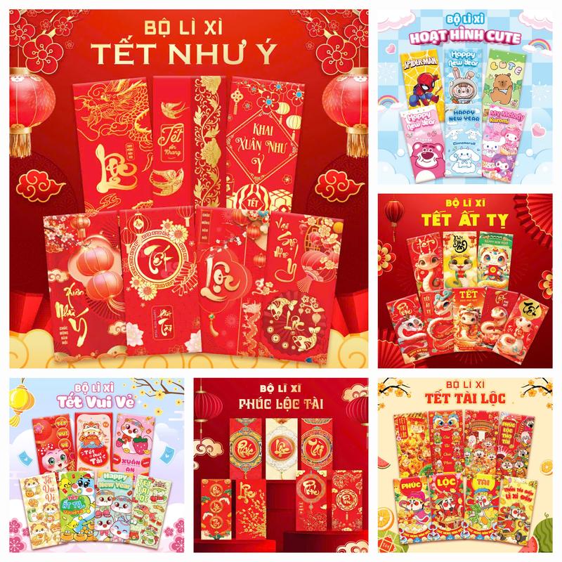 Sét 100 Bao Lì Xì Truyền Thống Tết Ất Tỵ 2025