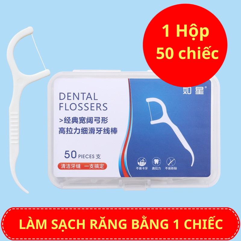 Combo 12 Hộp Tăm Chỉ, Mỗi Hộp 50 Chiếc Tăm Chỉ Nha Khoa Vệ Sinh Răng Miệng Tiệt Trùng Cao Cấp DENTAL FLOSSERS   hoptam chinhakhoa tăm  chinhakhoa