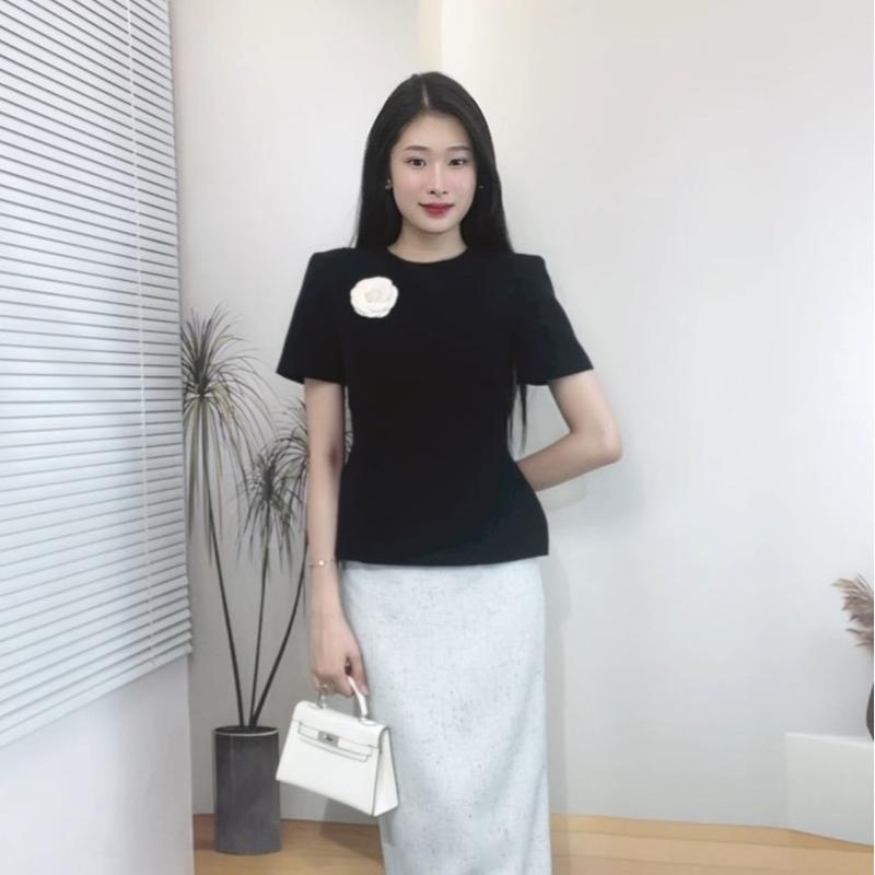 Áo peplum công sở HINSTORE áo dáng ôm chiết eo đệm vai form đứng dáng kèm hoa cài 301 4