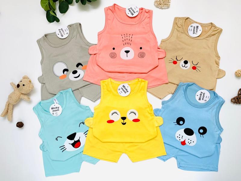 MK61 Bộ ba lỗ phối tai thun lạnh cho bé 5-15kg