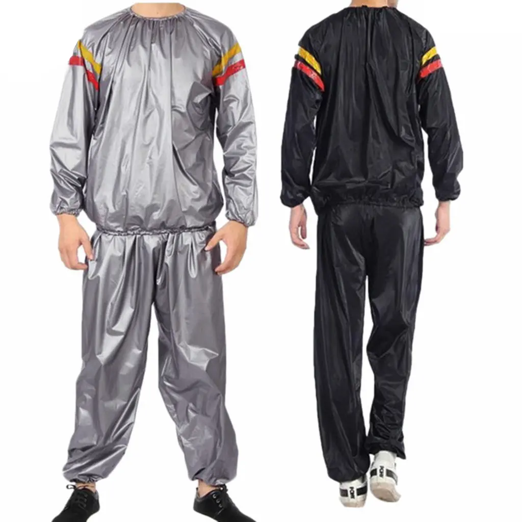 PVC Sauna Clothes Fitness Violently Sweat Suit Silver Reddish Yellow Sports Exercise Sweating Sportswear Men and Women Fat Burning