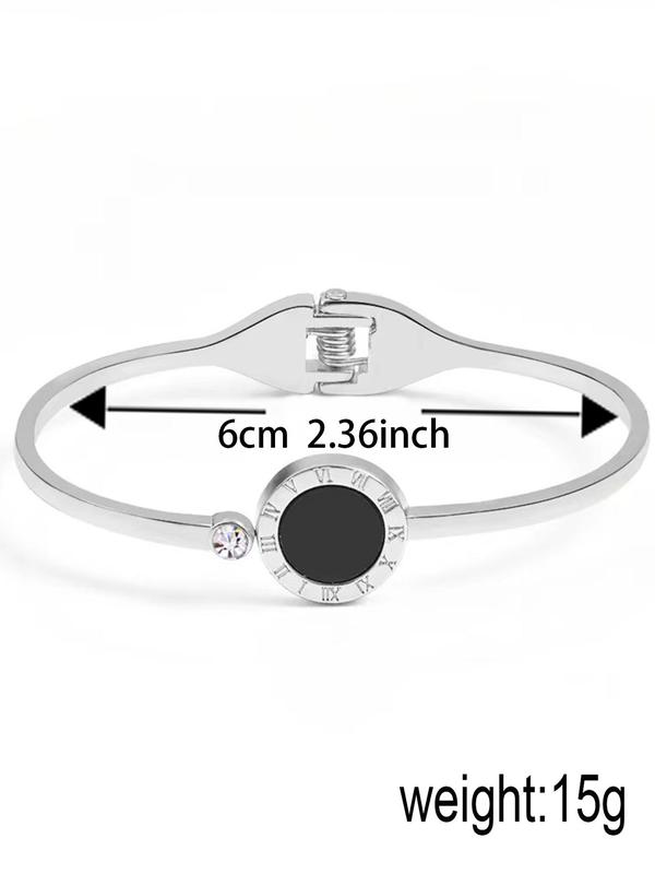 Fashionable Stainless Steel Roman Numerals Decorated Bangle, High Quality and Exquisite Bangle, Casual Versatile Party Accessories for Women 5