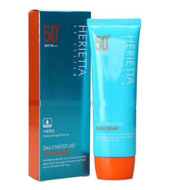 Kem chống nắng thảo dược Welcos Herietta Daily Moisture nâng tông không bết dính SPF50+ PA+++ 70g Skincare Sunscreen Làm Đẹp Da Sun Cream