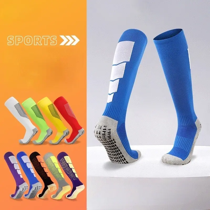 [ZG] Professional Non-slip Soccer Socks Men's Long Tube Dotted Rubber Sports Socks Adult Silicone Towel Bottom Tall Socks