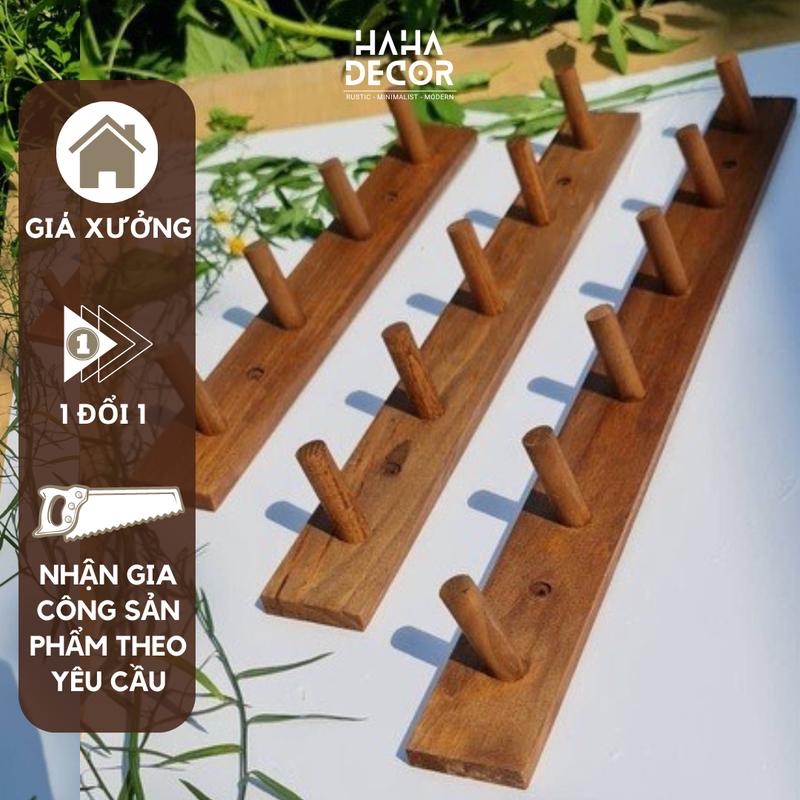 Móc gỗ treo tường kệ gỗ trang trí nhiều kích thước móc gỗ treo quần áo KGTT03 0