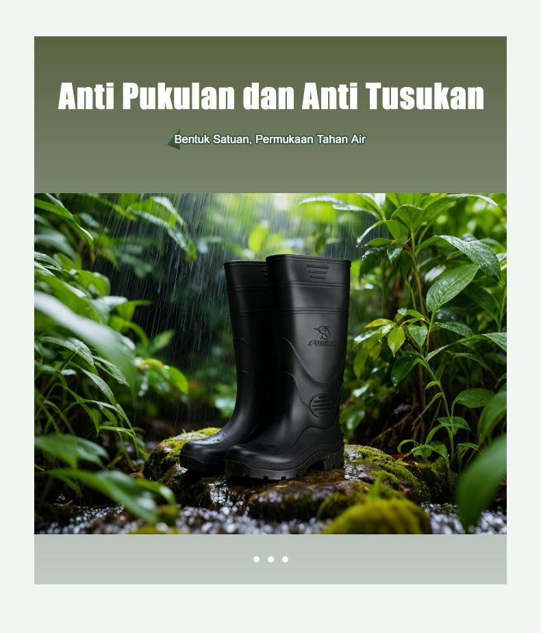 Sepatu bot pria model baru, sol tebal anti slip, desain mid-calf, tahan air dan banjir, sepatu kerja karet, cocok dipakai saat musim hujan