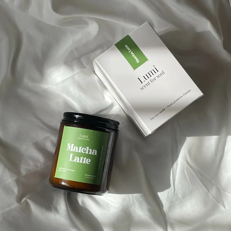Nến thơm Lumi cao cấp sáp đậu nành hương Matcha Latte thư giãn, bình yên 4