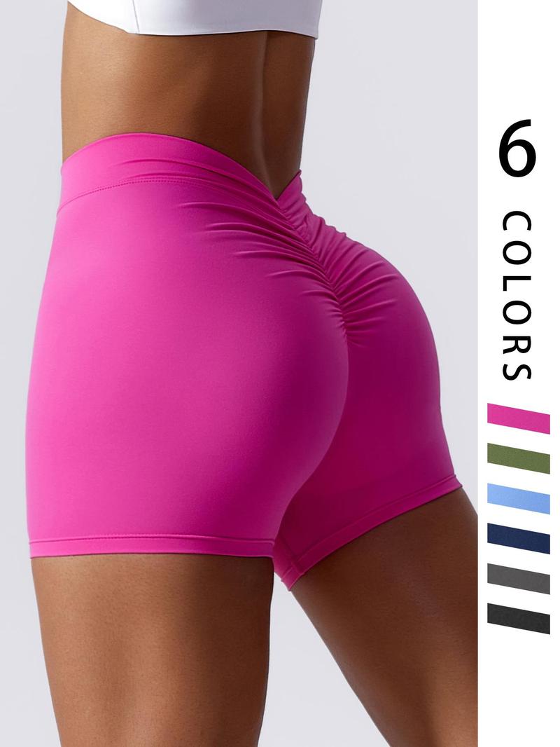 Product Introduction of Women's Solid Ruched Seamless Summer Sports Gym Shorts, High Waist Scrunch Booty Butt Lifting Comfort Fitness Gym Tights Squat Proof Naked Feel Leggings, Gym Wear, Ladies Sportswear, Gym Clothing 4