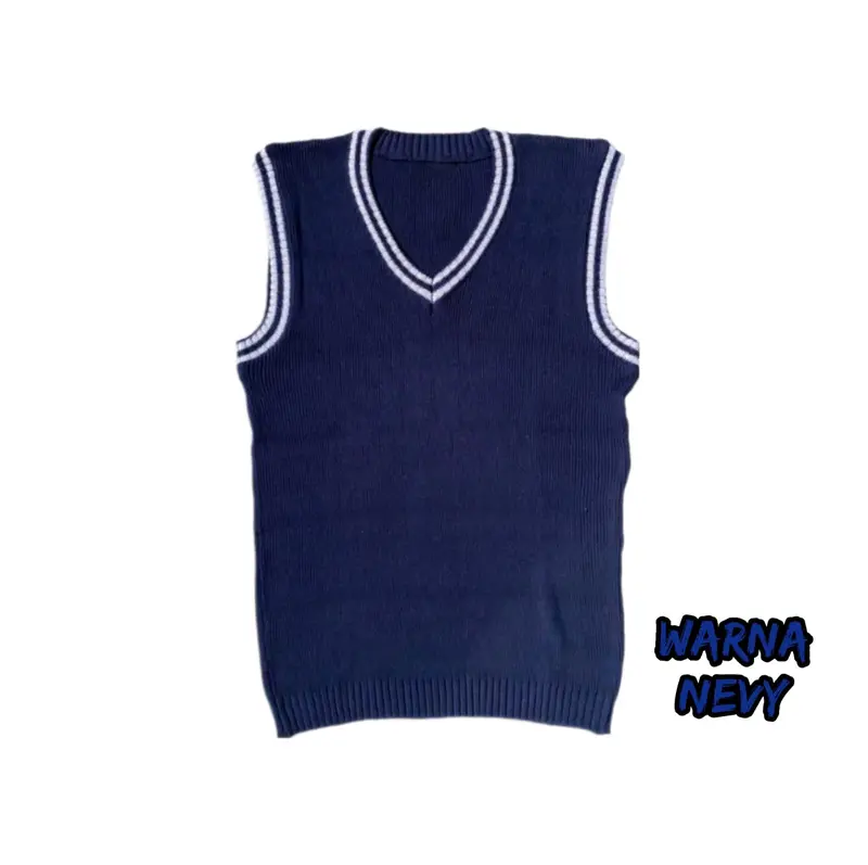Rompi Rajut Pria list korea style outer terbaru v vest premiun Tebal Casual Navy Outdoor Keren 5