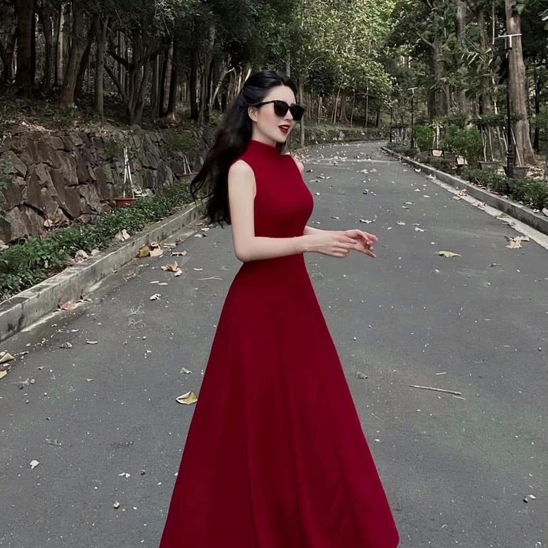D190 Đầm MUA 2 KÈM TAG NƠ Body Cổ Lọ Form Xoè Dài Đơn Giản Tôn Dáng - Dress Nữ