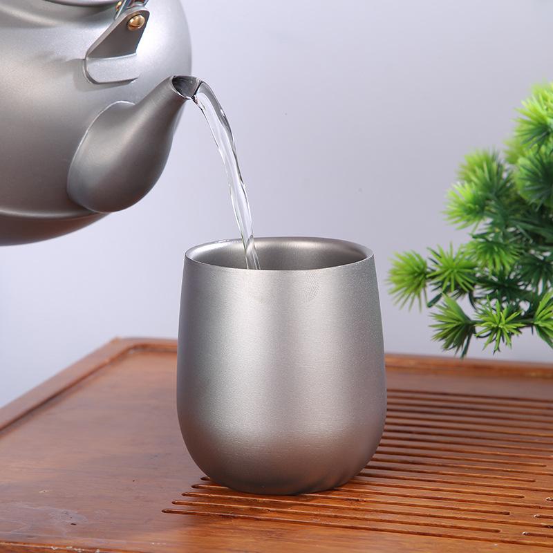 Product Introduction of New Titanium Bottle Double Layer Egg Shell Cup Big Belly Egg Cup Household Heat Insulation Light Luxury Beer Steins U-Cup Bra Pure Titanium Water Cup Tumbler Mug Reusable 13