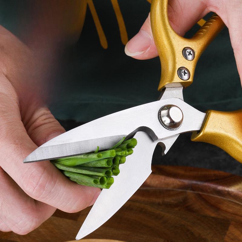 Household multifunctional stainless steel kitchen aluminum handle SK5 chicken bone scissors bottle opener shears chicken feet, scales and walnuts.Household multifunctional stainless steel kitchen aluminum handle SK5 chicken bone scissors bottle opener she 3
