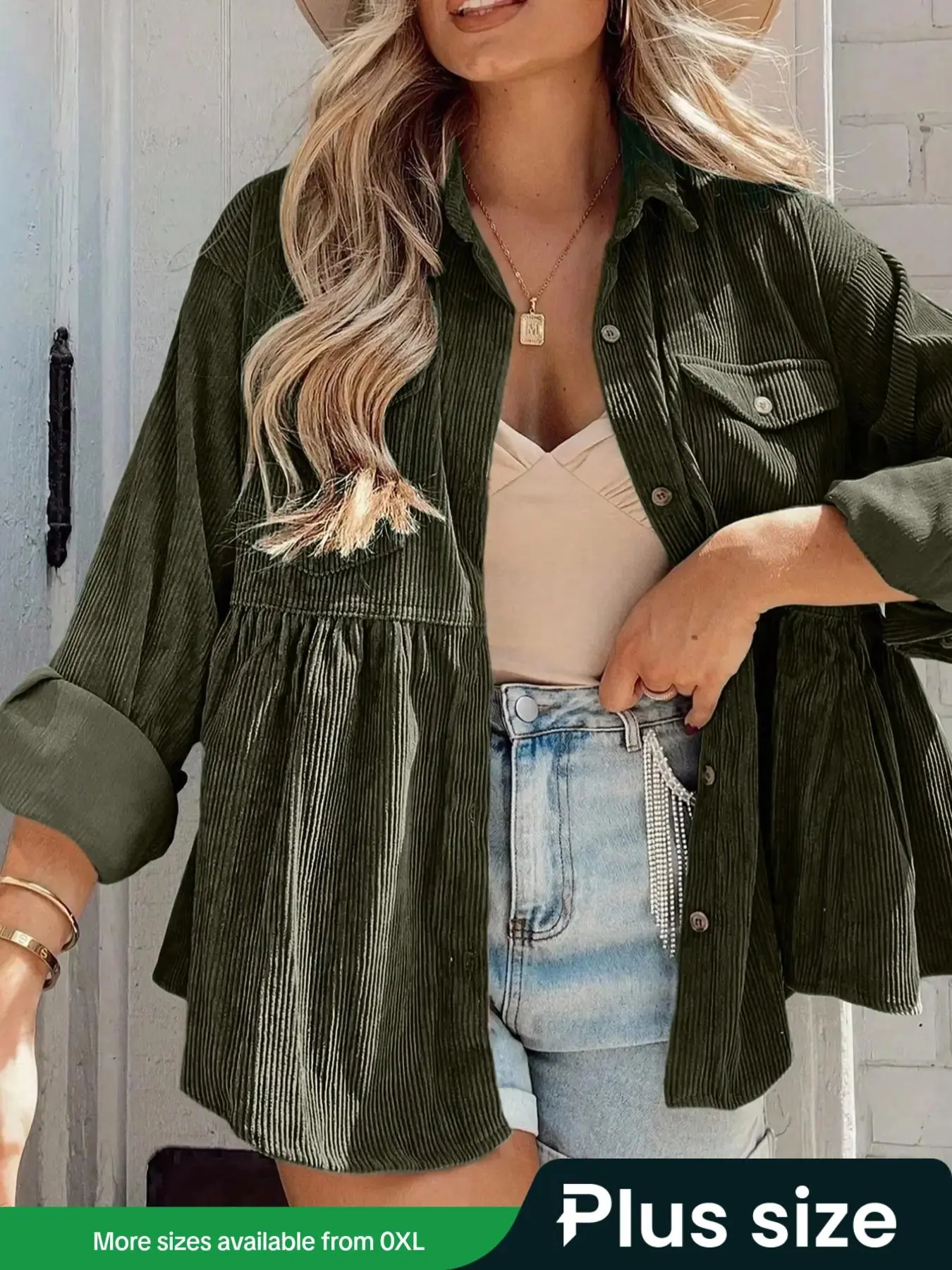 【 Plus Size】Solid Button Front Shirt, Casual Long Sleeve Collared Top for Fall & Winter, Women's Clothes for Daily Wear