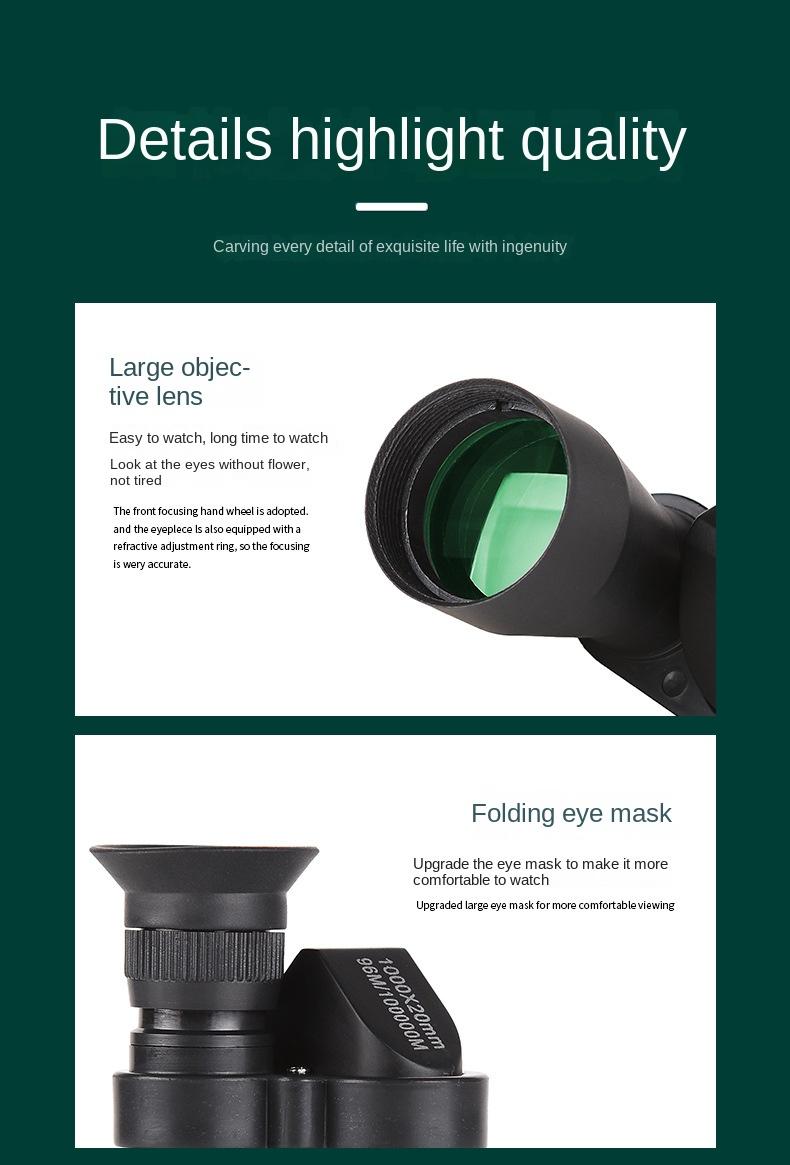 Product Introduction of Portable HD Mini Pocket Monocular Telescope High Magnification Zoom Outdoor Fishing Telescope for Hunting Camping Mountaineering 30