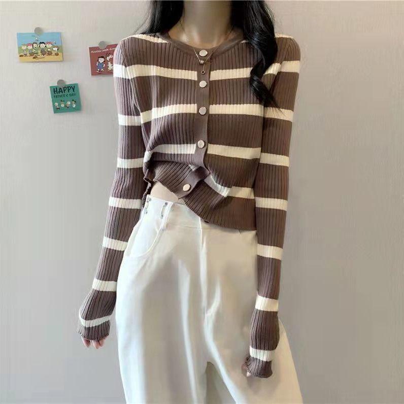 Áo Cardigan Mùa Hè Cho Nữ, Nhẹ, Ngoại Cỡ, Áo Khoác Len Sọc Ngắn Nhỏ Đầu Mùa Thu, Áo Khoác Ngoài, Áo Trùm Đầu, Xu Hướng, Phong Cách 2024 Cho Nữ 2