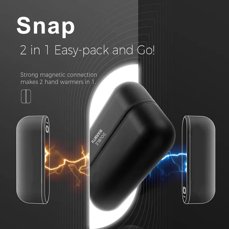 Rechargeable Hand Warmer, 2 Counts Magnetic Electric Hand Warmers with 3 Temperature Settings, Portable Winter Sports Equipment 5