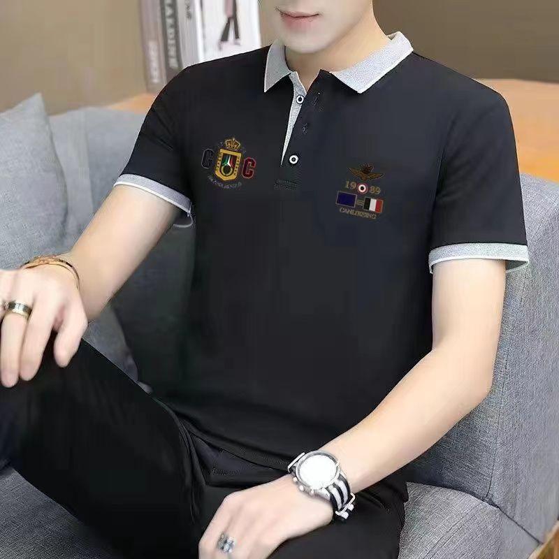 Áo Thun Nam Ngắn Tay, Hàng Mới Về Mùa Hè 2024, Kiểu Ve Áo, Phong Cách Thường Ngày Trẻ Trung, Tay Lỡ, Quần Áo Nam Hợp Xu hướng Áo Polo, Dáng Ôm 3