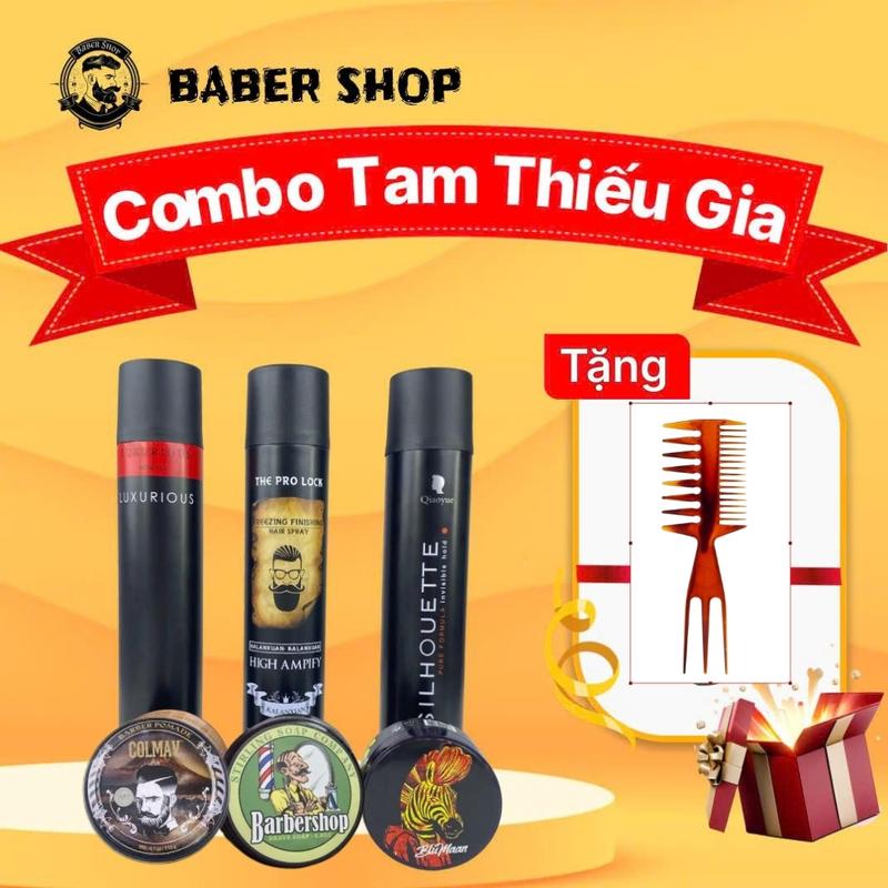 COMBO GÔM SÁP : 3 gôm xịt tóc Thelock - Rious - Silhou 3 sáp vuốt tóc badger - ducktalk - ngựa vằn giữ nếp và tạo độ phồng cho tóc