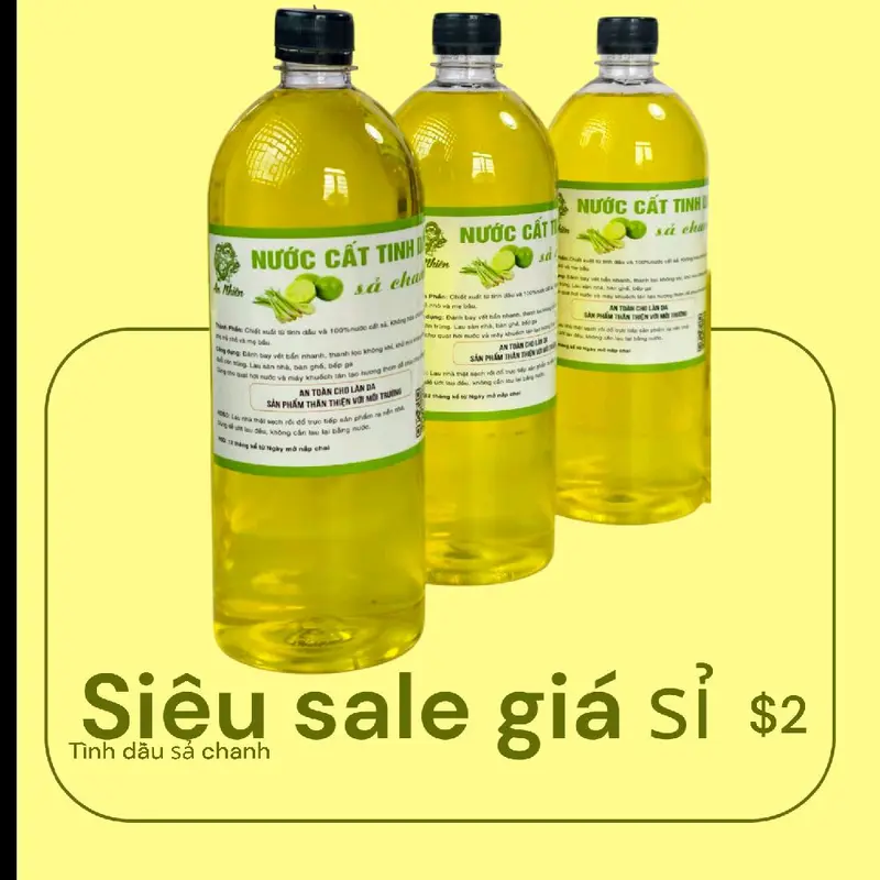 Combo 3 chai tinh dầu sả chanh 1000ml/chai 1