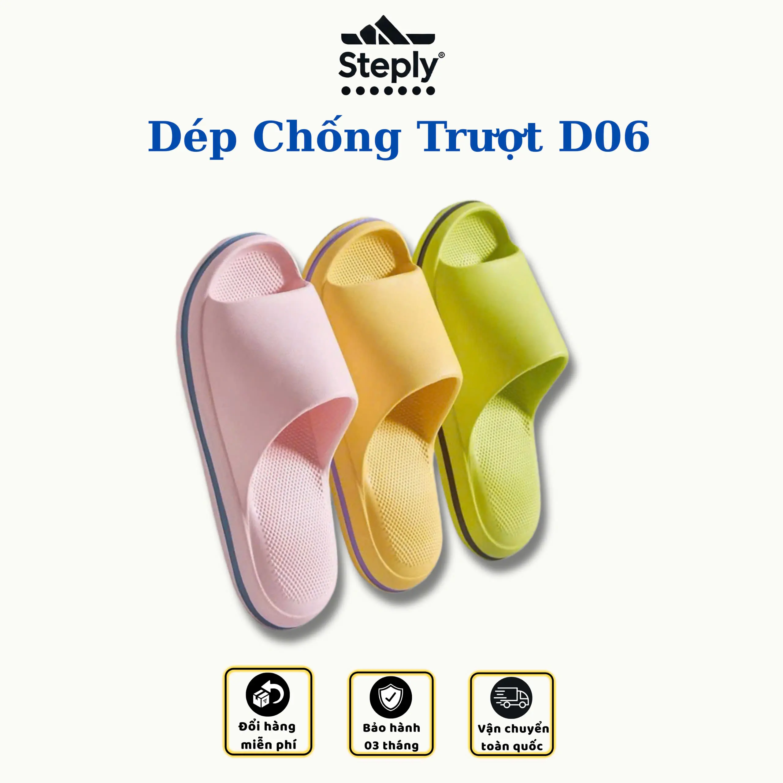 Dép Nam Nữ Trong Nhà Chất Lượng Cao Steply Thiết Kế Màu Sắc Dép Đệm Không Khí Chống Trơn Trượt EVA D06
