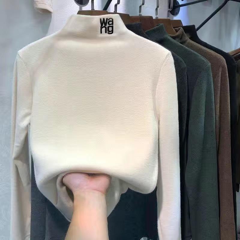 Áo Lót Giữ Ấm Áo Thun Dài Tay Quần Áo Nữ Lông Cừu Đức Có Thể Mặc Trong Mùa Thu Và Mùa Đông Cổ Lọ Nửa Thích Hợp Cho Mùa Đông