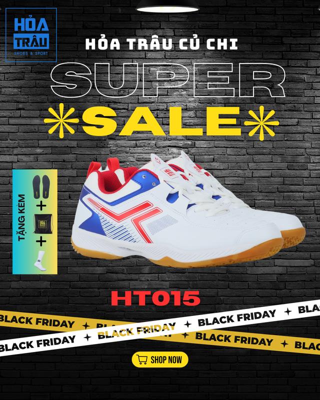 Giày Sneaker Sport Cầu Lông Chuyên Dụng HT015 Hàng Việt Nam Chất Lượng Cao - Tặng Kèm Vớ, Túi Đựng Giày, Lót Giày