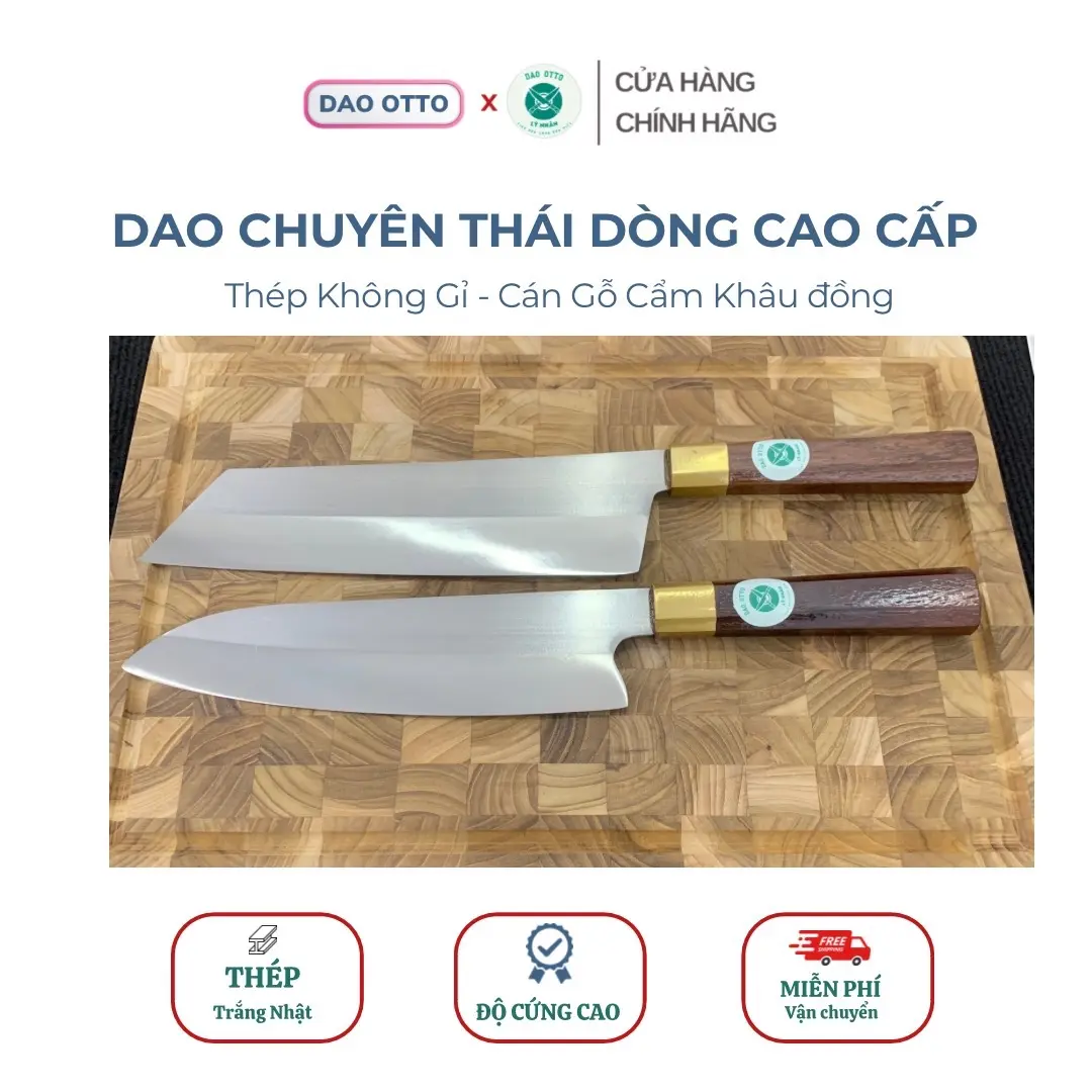 Dụng cụ nhà bếp dao chuyên thái lọc cao cấp không gỉ Cán Gỗ Cẩm đồng