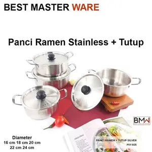 Panci Ramen Korea Stainless + Tutup Panci Sup Ramyeun Ramyun Mie Rebus BEST MASTER WARE