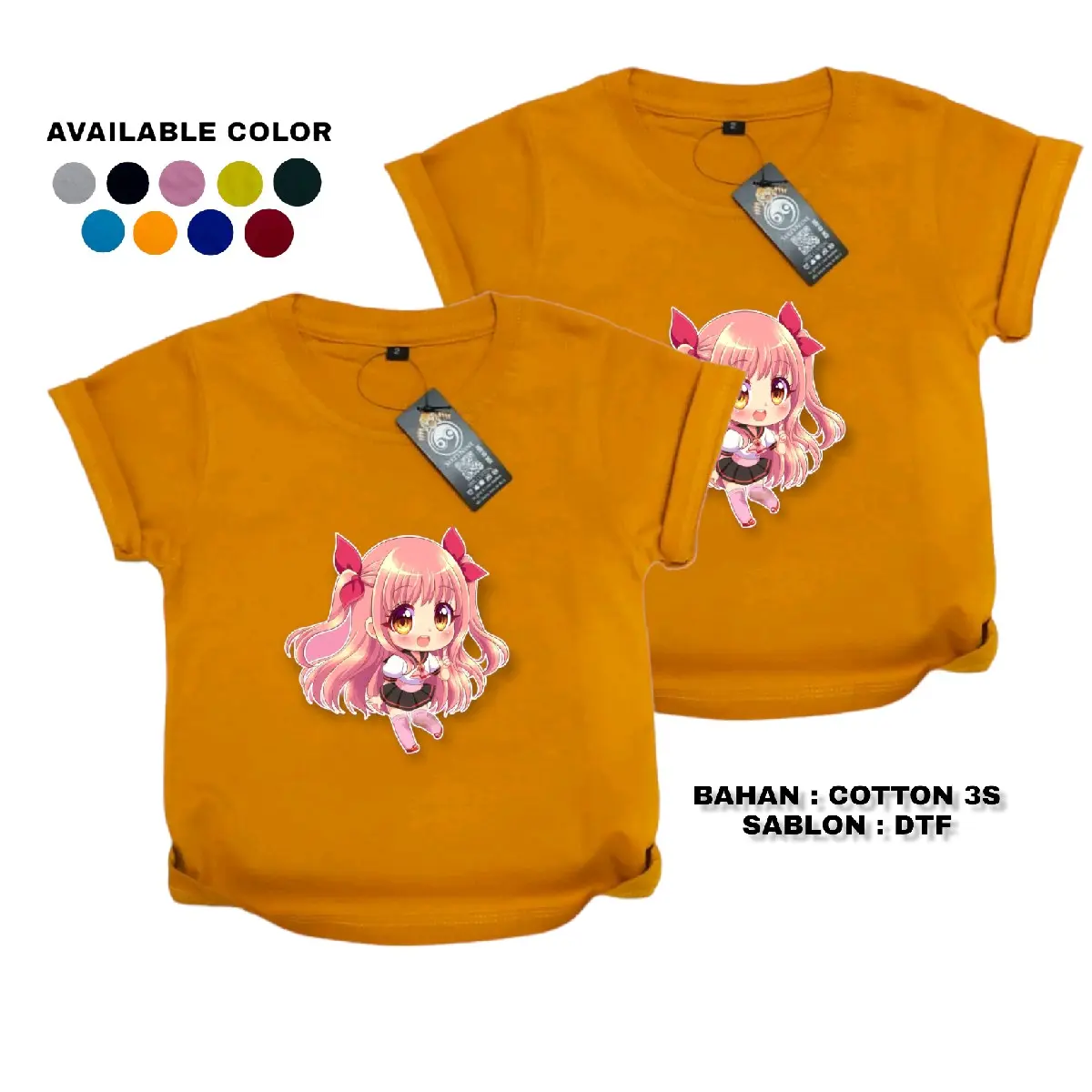 kaos anak perempuan motif sakura lucu sablon DTF banyak pilihan warna