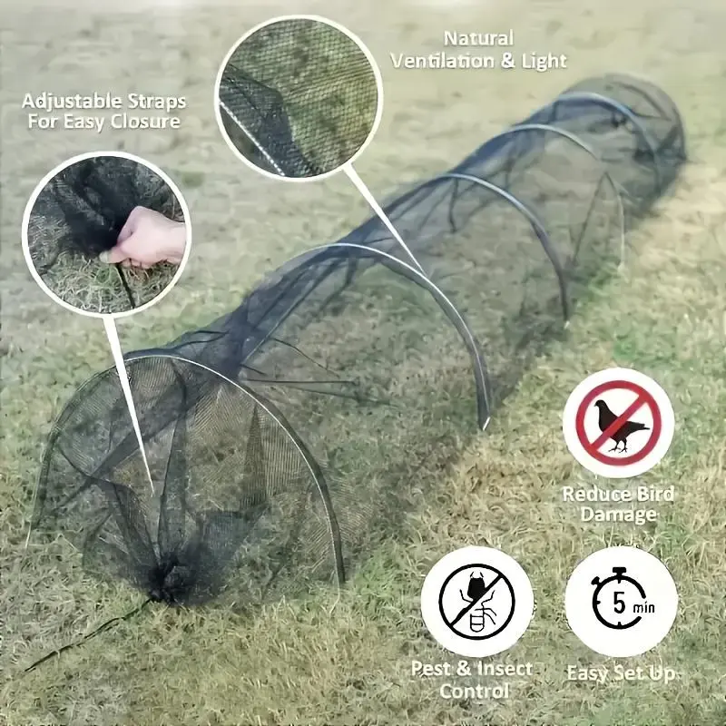 Foldable Garden Tunnel, Adjustable Plant Protective Cover with PVC Frame & Insect-proof Net, Suitable for Vegetable & Fruit Protective, Chicken Coop 2