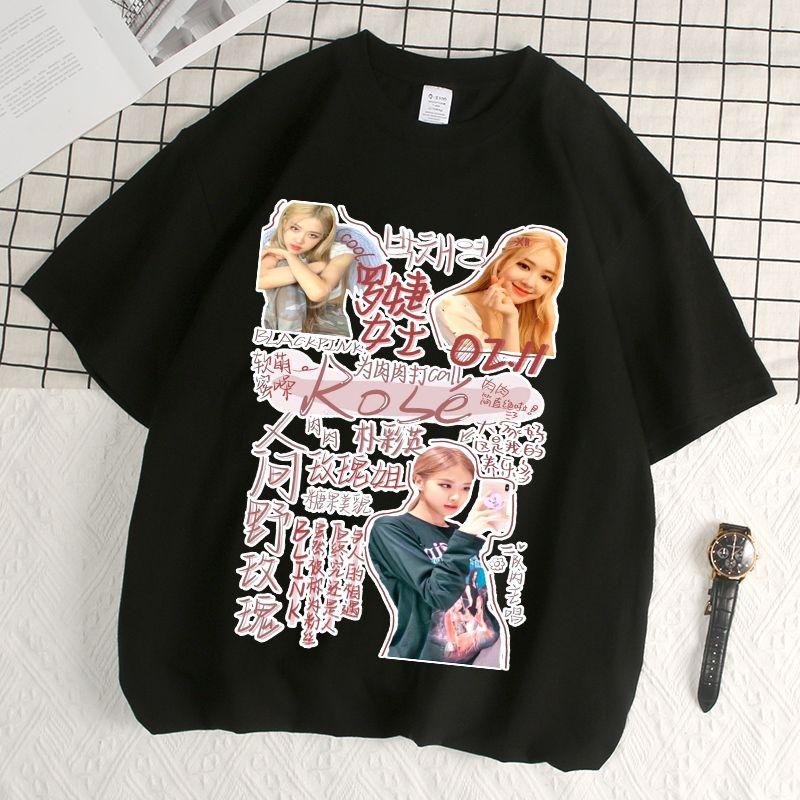 Quần Áo Cùng Nhập Khẩu BLACKPINK, Đội Nữ Hàn Quốc Màu Hồng Và Đen Lisa, Trang Phục Quảng Cáo Bài Hát-Hỗ Trợ, Áo Thun Ngắn Tay, Áo Thời Trang Nữ Top Women Cổ Tròn Cổ Tròn Umi 7