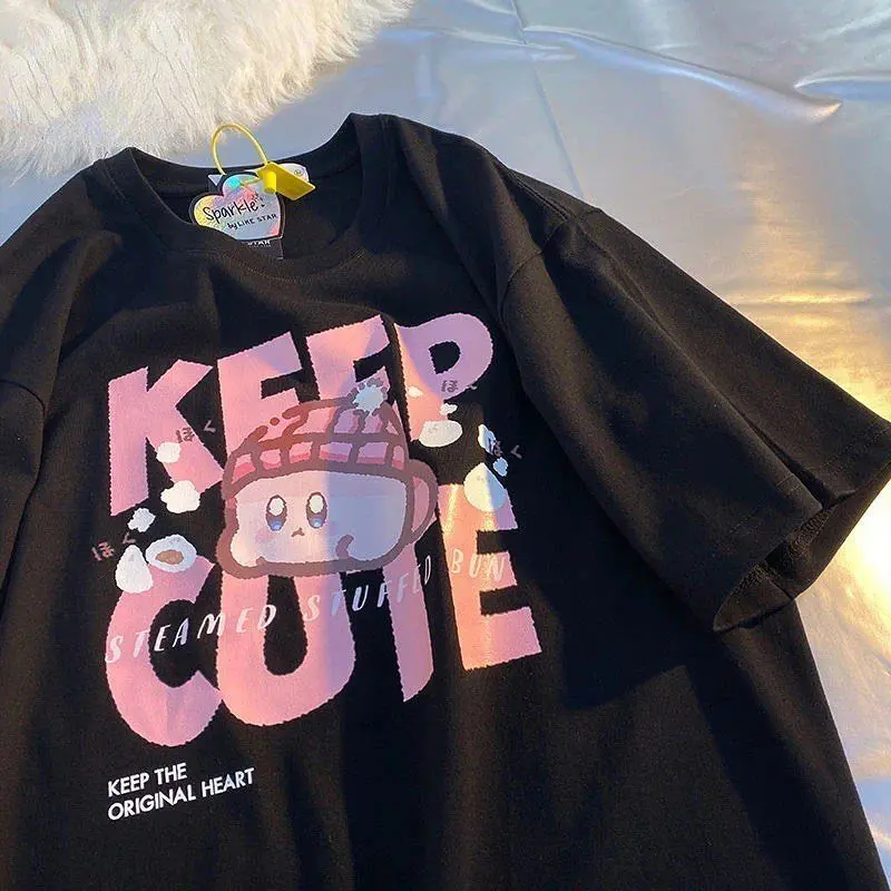 T SHIRT KEEP CUTE PREMIUM GEMOY Baju Kaos Ootd Atasan Wanita Kekinian Fashion Outfit Korean Style Bahan Cotton Combad 24s Tebal
