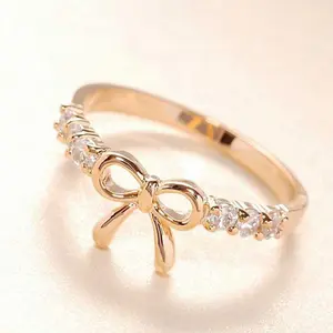 【Sktlz】Cincin Kupu-Kupu Merah Muda dengan Hiasan Permata, Desain Elegan dan Sederhana untuk Wanita, Gaya Terbaru