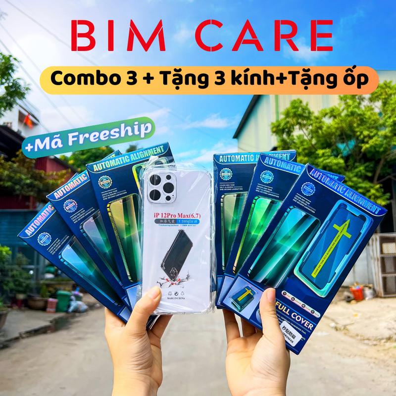 (COMBO 6 KÍNH SIÊU TRONG SUỐT) COMBO 6 kính cường lực Glass SIÊU TRONG SUỐT, có khung tự dán tại nhà, TẶNG KÈM  1 ốp trong chống sốc 30K,  phủ nano vuốt siêu mượt - BIMCARE 05 Phụ Kiện Kem