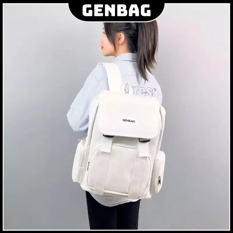 Balo da Pu mịn nắp gập 5 ngăn chống sốc đựng vừa lap 15.8icnh cực sang trọng phong cách Hàn Quốc. Nam Đeo Vai Bag 1