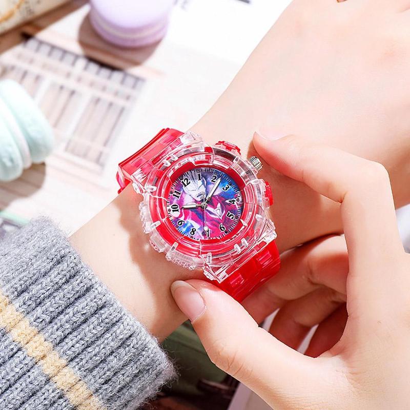 Product Introduction of Luminous Watch Cartoon Ultraman Watch Student LED Flashing Watch Cartoon Light Electric R7L8 24