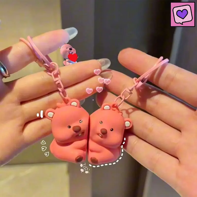 A Pair of Keychains Pororo Loopy Cartoon Cute Line Dog Besties Couples Magnetic Key Chain