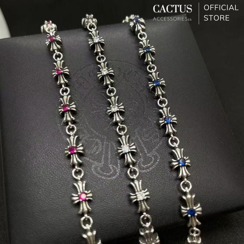 Vòng tay Chrome Heart đính đá mini thiết kế độc đáo unisex nam nữ bạc 925